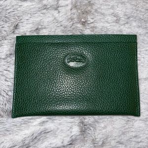 Green Longchamp 3 Pocket Wallet